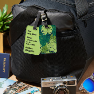 Étiquette À Bagage Feuilles tropicales hawaïennes de la jungle Monste