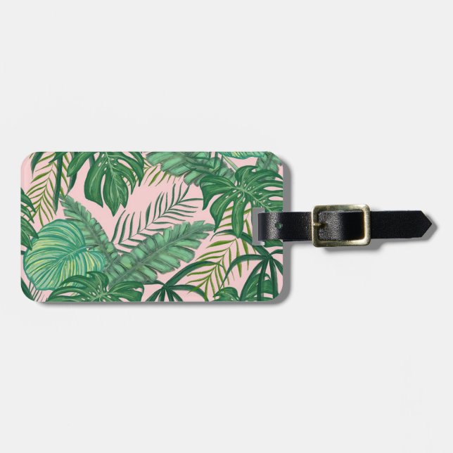 Étiquette À Bagage Feuilles tropicaux (Devant horizontal)