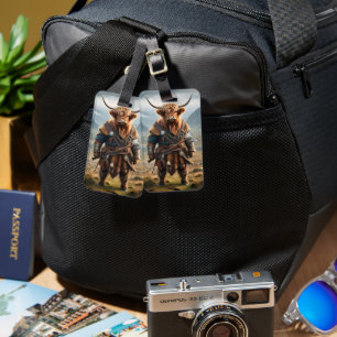 Étiquette À Bagage Fierce Highland Warrior : Le Courageux Vache Vikin