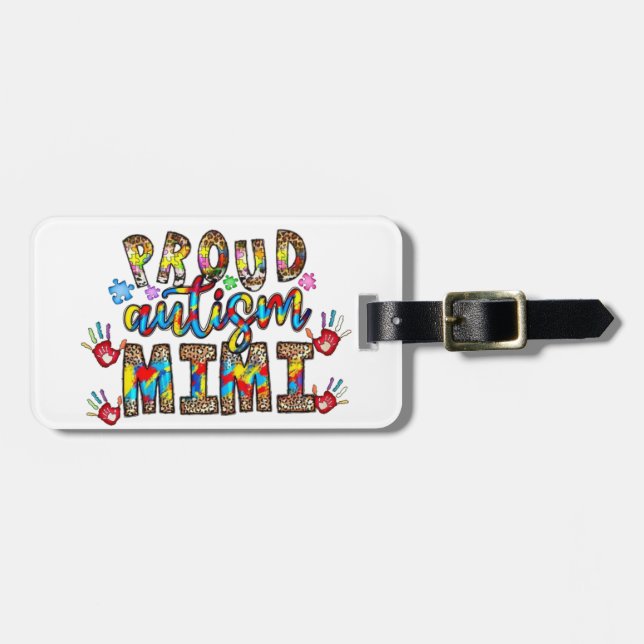 Étiquette À Bagage 🧩 Fière autisme Mimi (Devant horizontal)