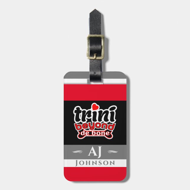 Étiquette À Bagage Fière Trini au-delà du slang avec drapeau (Devant Vertical)