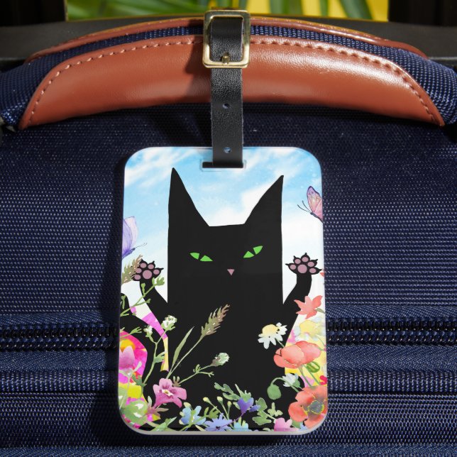 Étiquette À Bagage Fièvre du printemps du chat noir : Kitty et fleurs (Insitu Rectoal 2)