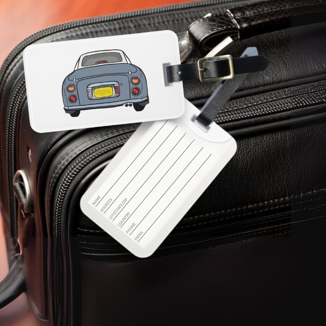 Étiquette À Bagage Figarations Lapis Gris Figaro Voiture Fente Bagage (Fun lapis figgy luggage tag for your road trip adventures. Just add your address details)