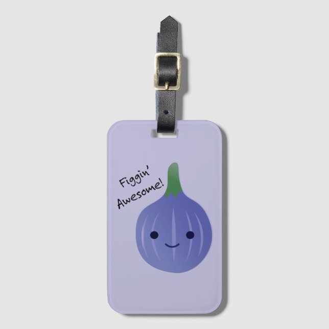 Étiquette À Bagage figue Awesome Fig Pun (Devant Vertical)