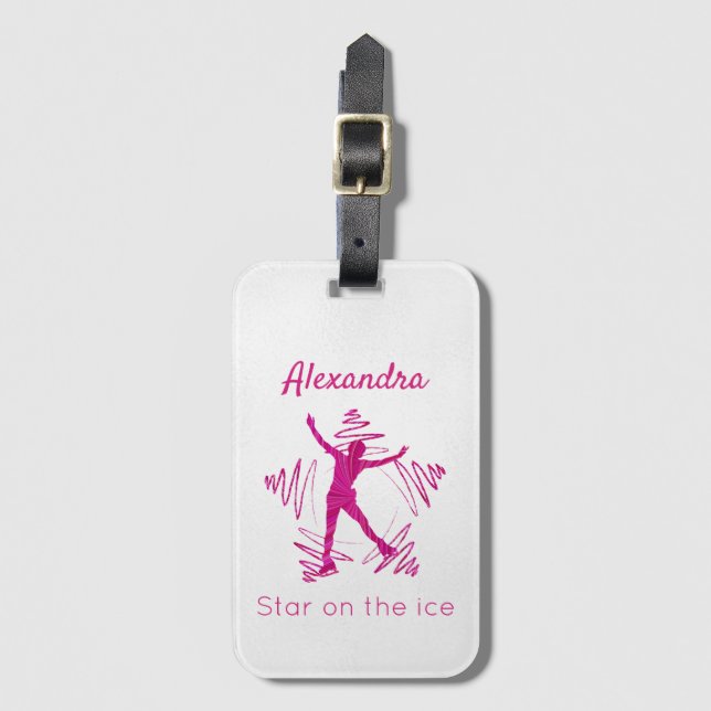 Étiquette À Bagage Figure patinage étiquette porte-bagages étoile ros (Devant Vertical)