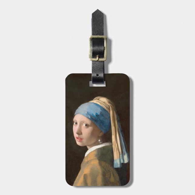 Étiquette À Bagage Fille à oreille perle (1665) Johannes Vermeer (Devant Vertical)