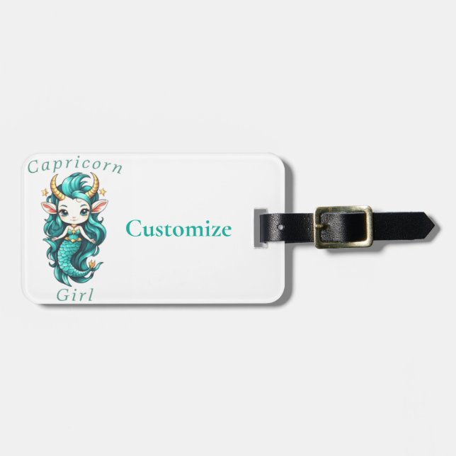 Étiquette À Bagage Fille Capricorne Sirène Thunder_Cove (Devant horizontal)