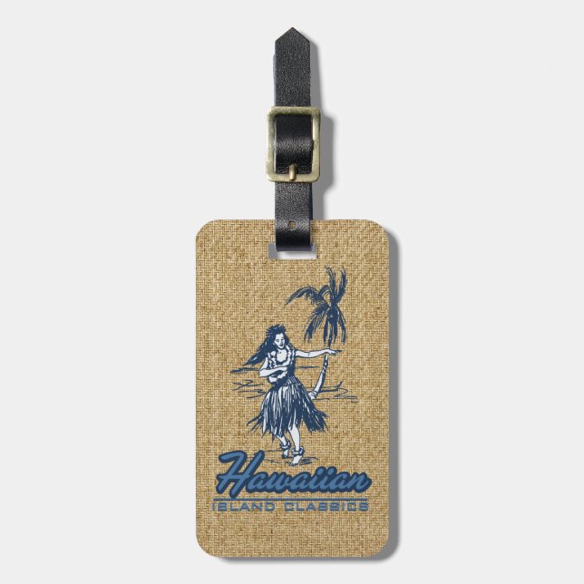 Étiquette À Bagage Fille de danse polynésienne d'île hawaïenne de (Devant Vertical)