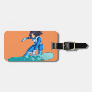Étiquette À Bagage Fille de surfeur de Manga