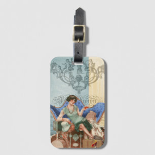 Étiquette À Bagage Fille Flapper vintage des années 1920 à Paris Art