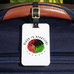 Étiquette À Bagage Fille noire panafricaine femme rouge vert fierté a