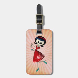 Étiquette À Bagage Fille squelettique douce et effrayante