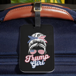 Étiquette À Bagage Fille Trump Chignon Décoiffé Vintage Drapeau Améri