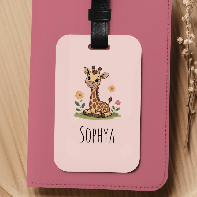 Étiquette À Bagage Filles Mignon Girafe Rose Enfants (Créateur téléchargé)