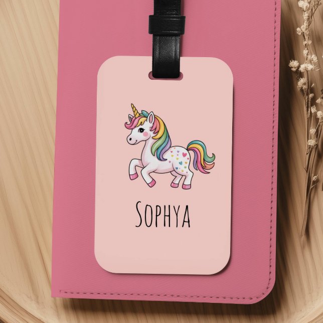Étiquette À Bagage Filles Mignon Licorne Rose Enfants (Créateur téléchargé)