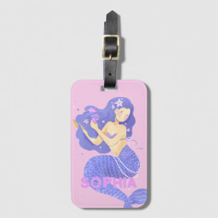 Étiquette À Bagage Filles mignonne Sirène rose Nom Enfants personnali