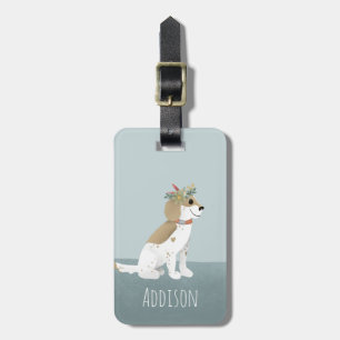 Étiquette À Bagage Filles mignonnes Chiot Cartoon Fleurs Enfants