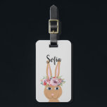 Étiquette À Bagage Filles mignonnes Floral Aquarelle Lapin Lapin<br><div class="desc">Cette étiquette de bagage pour enfant mignonne et girly comporte un beau lapin lapin peint à la main avec une couronne de fleurs. Cette aquarelle fleurie dispose également d'un endroit où vous pouvez ajouter le nom de votre fille. Parfait pour le premier voyage d'un enfant ! Consultez notre collection pour...</div>