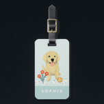 Étiquette À Bagage Filles mignonnes Flore Chien Enfants Voyage<br><div class="desc">Ce mignon sac à bagages pour enfants présente des fleurs et un adorable chiot de récupérateur d'or. Ce joli design floral bleu dispose également d'un endroit où vous pouvez ajouter le nom de votre fille et les coordonnées de votre contact. Le cadeau idéal pour les enfants ou tout amoureux des...</div>