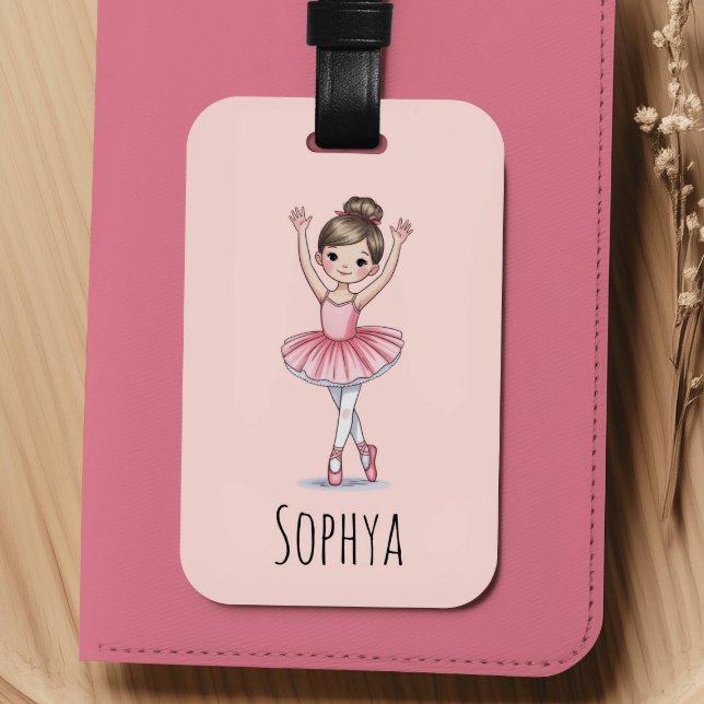 Étiquette À Bagage Filles Mignonnes Rose Danseuse Enfants (Créateur téléchargé)