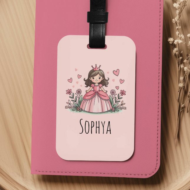 Étiquette À Bagage Filles Mignonnes Rose Princesse Enfants (Créateur téléchargé)