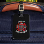Étiquette À Bagage Firefighter Nom de texte personnalisé Personnalisé<br><div class="desc">Pour vos collègues pompiers héros, papa, petit ami, mari... .Personnalisez-le avec le nom du destinataire et tout texte en bas ou cliquez sur le bouton "Customiser" pour aller à l'outil de conception où vous pouvez redimensionner l'image, ajouter du texte, modifier la police, la taille du texte, la couleur du texte,...</div>