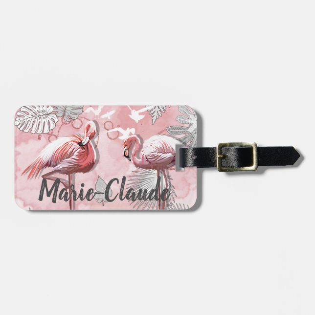 Étiquette À Bagage Flamant rose / Flamingo (Devant horizontal)