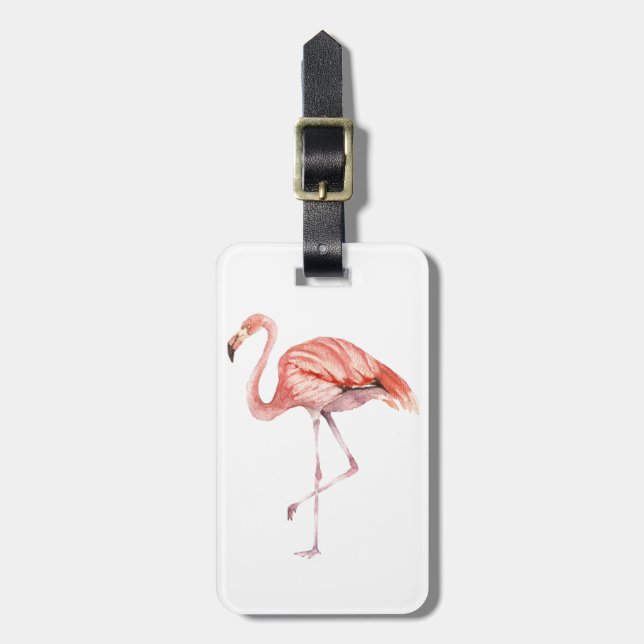 Étiquette À Bagage Flamant rose rose (Devant Vertical)