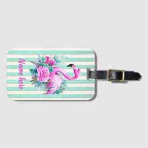 Étiquette À Bagage Flamant rose rose tropicale Vintage customisé