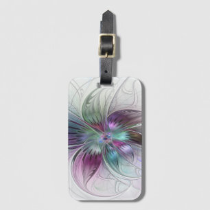 Étiquette À Bagage Fleur Abstraite Colorée Art Fractal Floral Moderne