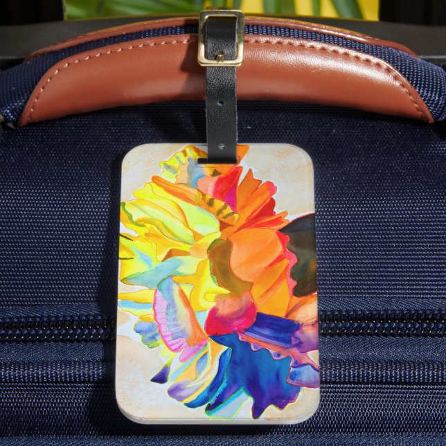 Étiquette À Bagage Fleur d'aquarelle Neon Carnation (Insitu Rectoal 2)