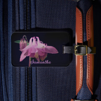 Étiquette À Bagage Fleur de Columbine rose intense personnalisée