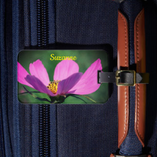 Étiquette À Bagage Fleur de cosmos rose unique en fleur personnalisée