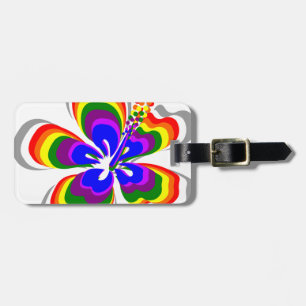 Étiquette À Bagage Fleur de ketmie d'arc-en-ciel