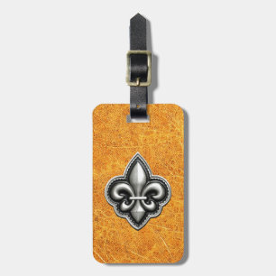 Étiquette À Bagage Fleur de Lis Gold simili cuir