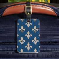 Fleur de Lis Motif, Royal French, Crème sur Blue