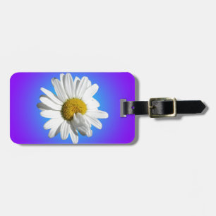 Étiquette À Bagage Fleur de marguerite blanche dégradé floral bleu vi