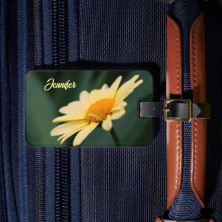 Étiquette À Bagage Fleur de marguerite jaune gros plan Personnalisé
