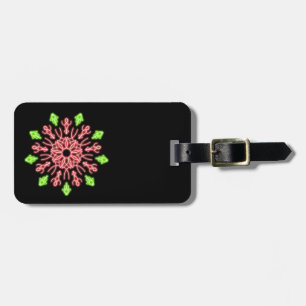 Étiquette À Bagage Fleur de néon rouge et vert