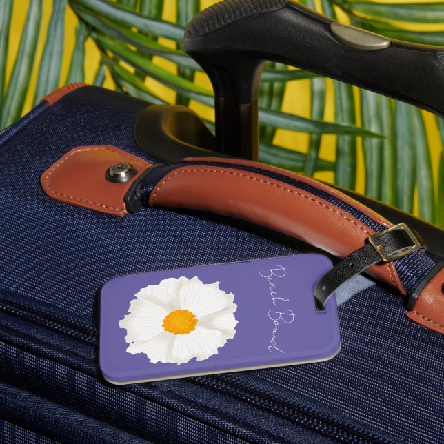 Étiquette À Bagage Fleur de pavot blanche violette (Insitu Rectoal 3)