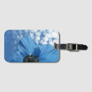 Étiquette À Bagage Fleur de pavot bleu de jardin de nature