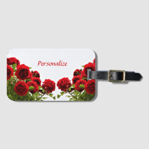 Étiquette À Bagage Fleur de rose rouge romantique