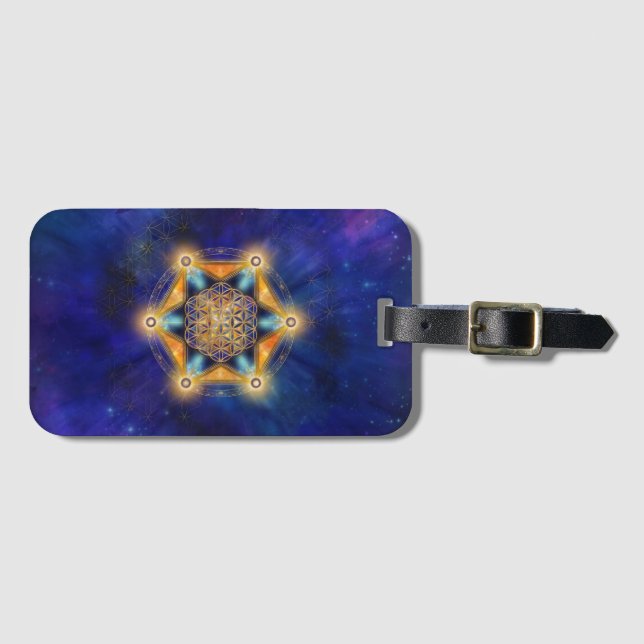Étiquette À Bagage Fleur de vie Merkaba Star - Géométrie sacrée (Devant Horizontal)