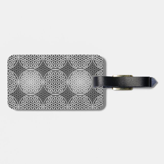 Étiquette À Bagage Fleur de vie - motif de timbre - gris (Dos horizontal)