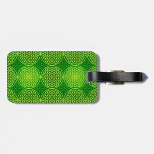 Étiquette À Bagage Fleur de vie - motif de timbre - vert
