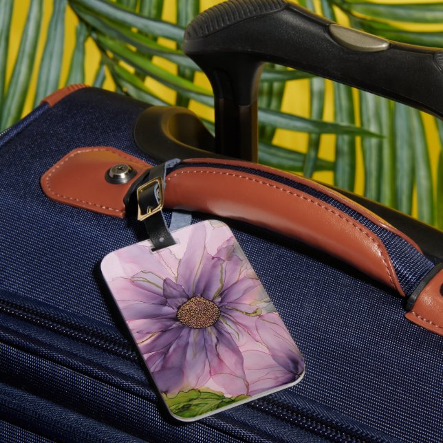 Étiquette À Bagage fleur d'encre d'alcool rose et violet (Insitu Rectoal 1)