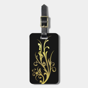 Étiquette À Bagage Fleur d'or fausse de luxe abstrait