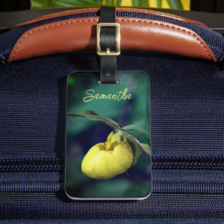 Étiquette À Bagage Fleur d'orchidée à chlipper jaune personnalisée