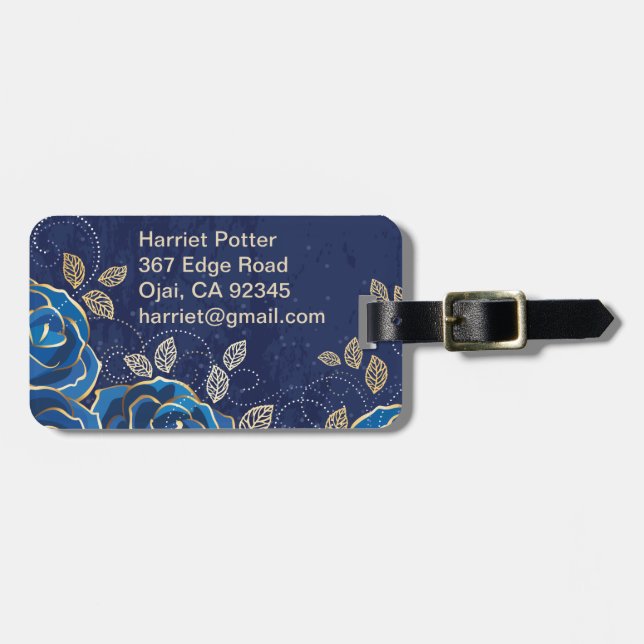 Étiquette À Bagage Fleur fine Cool mignonne Girl Retro Floral (Devant horizontal)