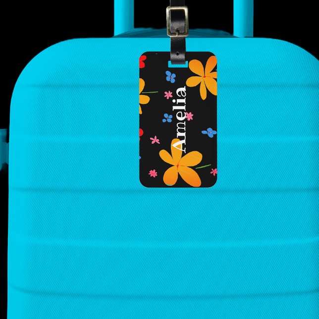 Étiquette À Bagage Fleur funky personnalisée (Créateur téléchargé)